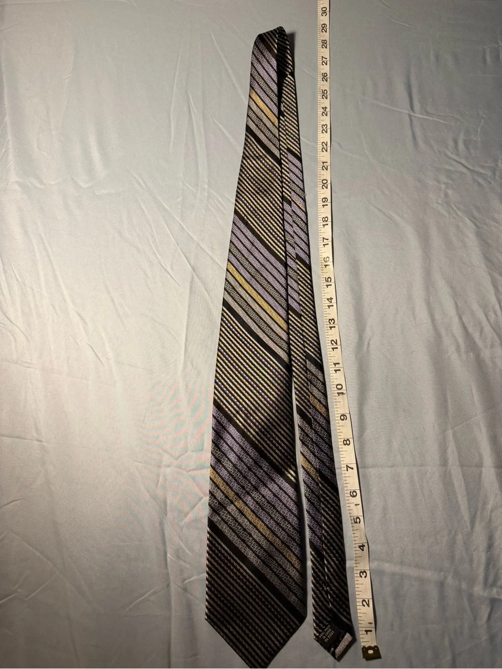 Tango Men's Striped Silk Tie in Black, Purple & Gold